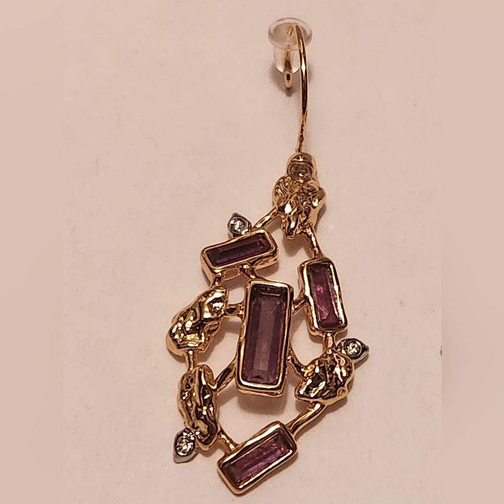 Alexis Bittar purple gold dangle earrings - Picture 2 of 5